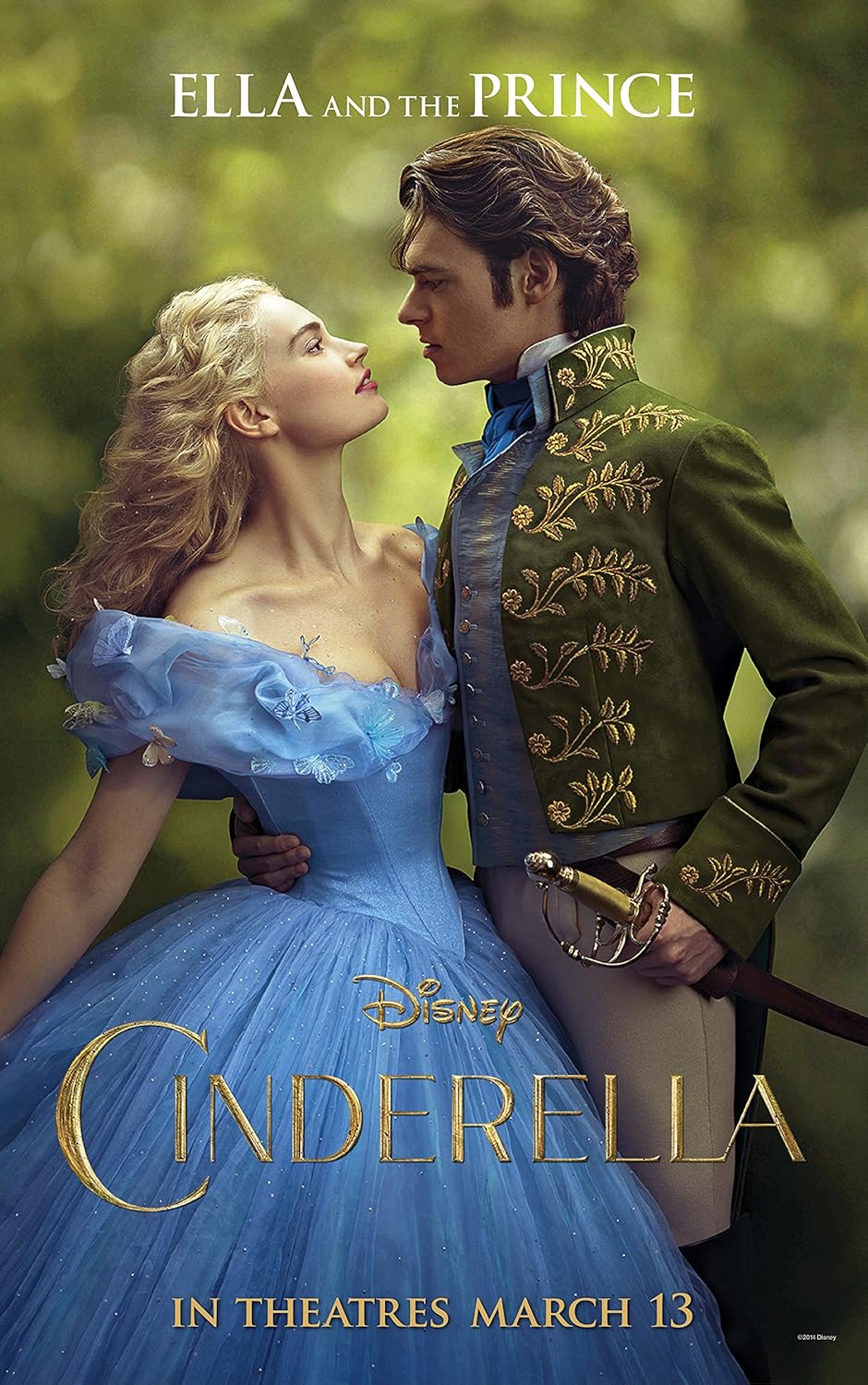 Cinderella Movie Poster (2015) 24 x 36" Inches, Lily James, Richard Madden