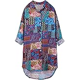 Bianstore Women's Oversized Linen Shirts Blouses Tops Long Sleeve High Low Button Up Shirts