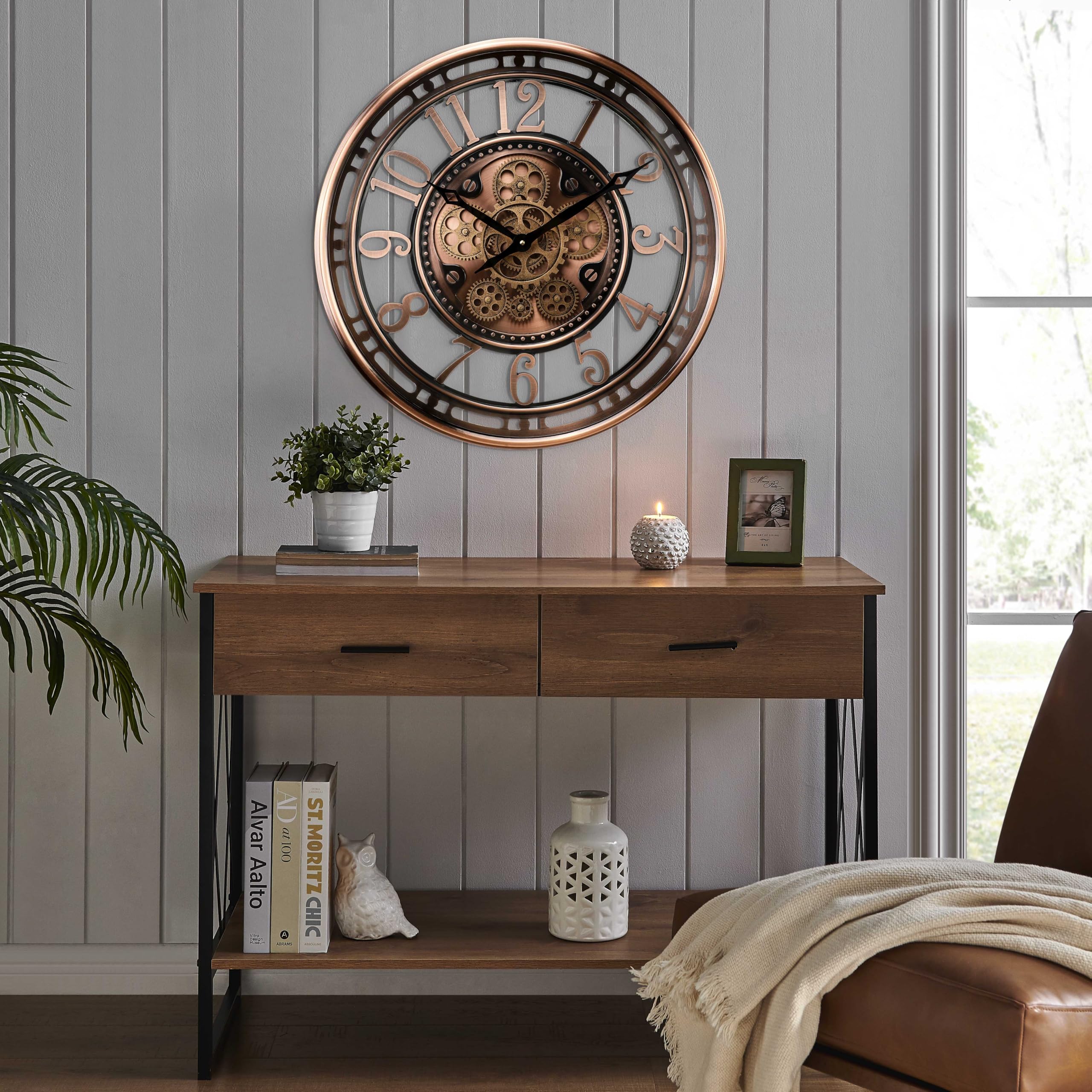 Mua CLXEAST 21 Inch Moving Gear Wall Clock for Modern Farmhouse Living ...