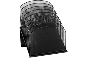 Safco Onyx Desk Organizer, 8 Tiered Vertical Compartments, Office and Classroom Mailbox , Paper and Mail Sorter, Steel Mesh, Black