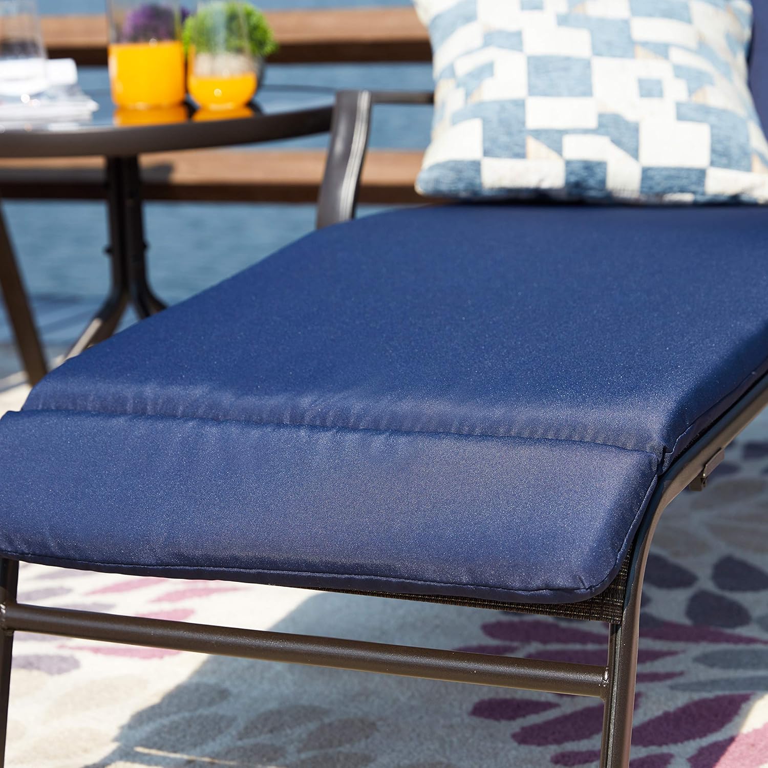 LOKATSE HOME 3 Pieces Outdoor Patio Chaise Lounge Chair Lounger Seating Furniture Set with Cushions and Table, Navy Blue : Industrial & Scientific