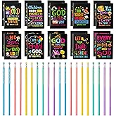 40Pcs Bible Verse Notepad Bible Pencils for Kids Bulk Religious Inspirational Black Notebooks Pencils Mini Daily Prayer Faith Journals Pocket Notepads Bible Gifts for Classroom Sunday School Supplies