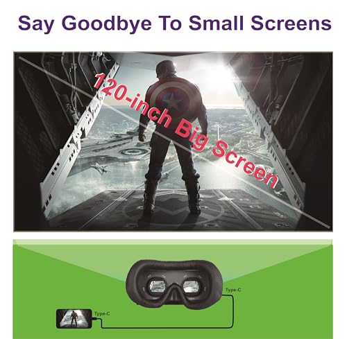 VISIONhmd Personal 3D Movie Cinema.Type-C Input.Easy Connect to i-Phone15/16 to Watch Spatial Videos,Plug and Play.Built in Battery.Video Display Glasses,Video Goggles (Bigeyes H3 Pro USB-C)