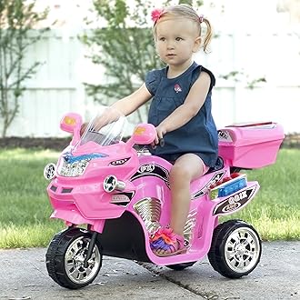Lil' Rider Electric Motorcycle for Kids – 3-Wheel Battery Powered Motorbike for Kids Ages 3-6 – Fun Decals- Reverse- and Head