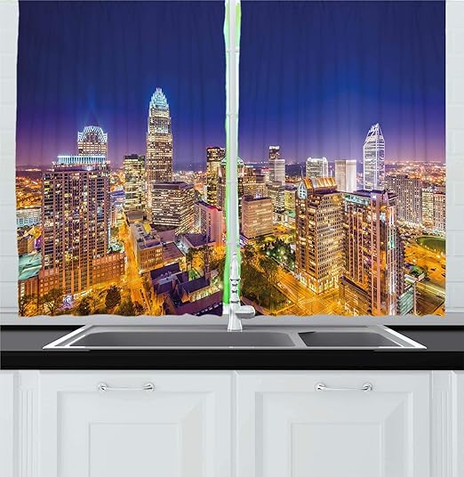 Amazon Com Ambesonne Modern Kitchen Curtains Panoramic North