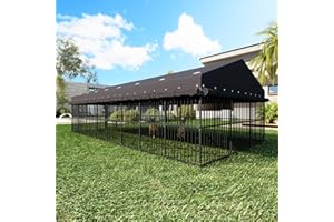 PCSXDSW 10x20x6 FT Large Dog Kennel, Outdoor Dog Crate with with Triple Safety Locks, Heavy Duty Outside Dog Cage Animal Enclosure with Roof Metal Secure Fence Playpen (118" W x 238" D x 78" H)