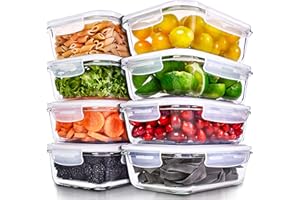 PrepNaturals 8 Pack 36 Oz Glass Meal Prep Containers - Dishwasher Microwave Freezer Oven Safe - Glass Storage Containers with Lids (Multi-Compartment)