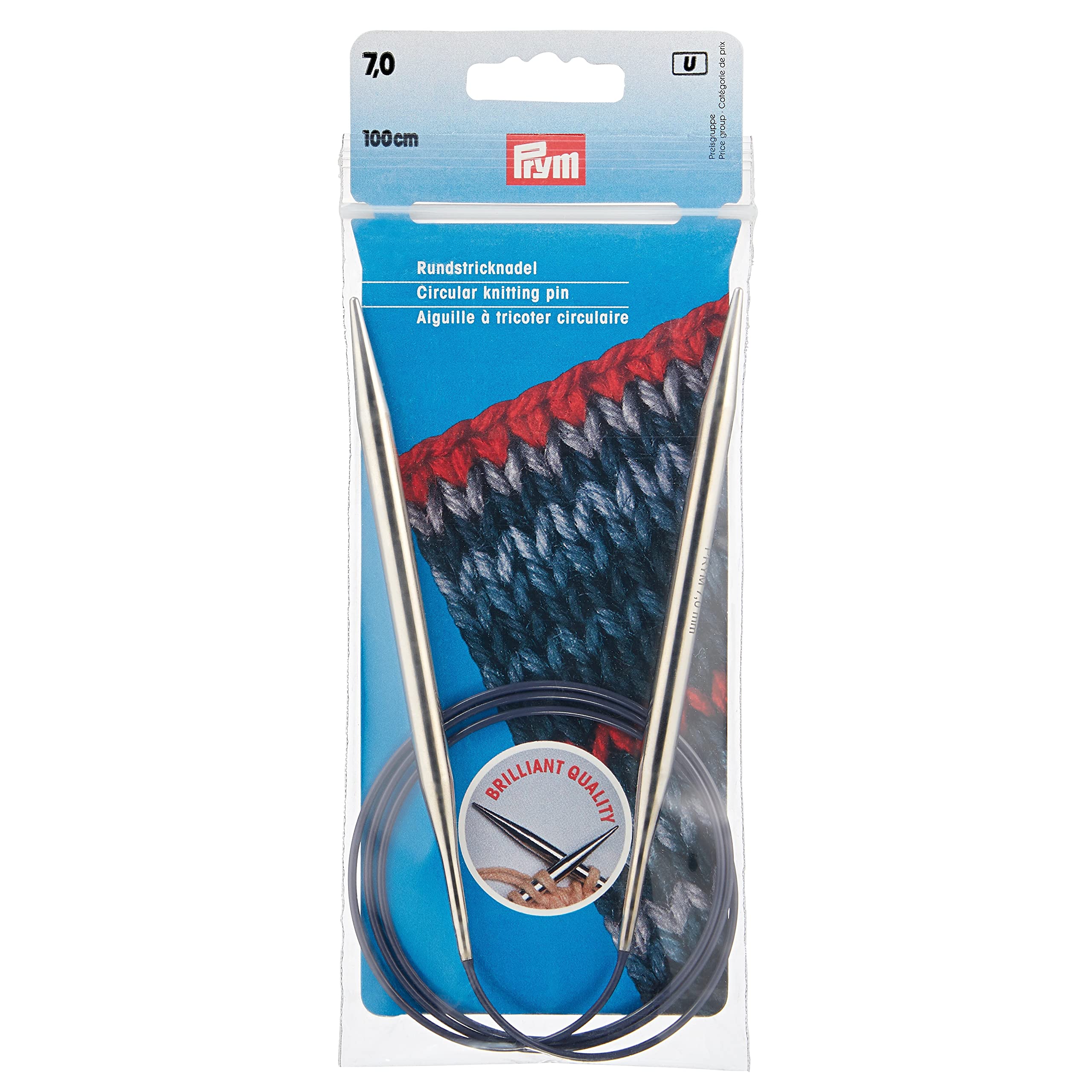 Circular Knitting pins Brass 100 cm 7.00 mm Silver col โ image 1
