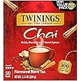 Twinings Chai Black Tea Individually Wrapped Bags, Sweet, Savoury Spices, Caffeinated, Enjoy Hot or Iced - 50 Count