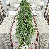 Artgar 9 Ft Christmas Cedar Garland - Realistic Greenery Cypress Garlands - Real Touch Artificial Pine Garland Christmas Decorations for Outdoor Home Dining Table Mantel Stair Porch Winter Xmas Decor