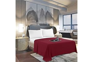 Mocassi California King Flat Sheet - Hotel Luxury 1800 Premier Cooling Bedding Sheet - Softest Sheet - Wrinkle, Fade, Stain Resistant - 1 Single Top Flat Sheet, Cali King, Burgundy