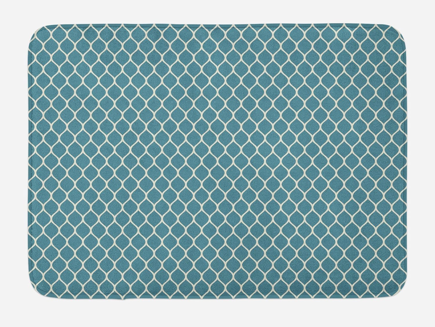 Ambesonne Blue and White Bath Mat, Modern and Simple