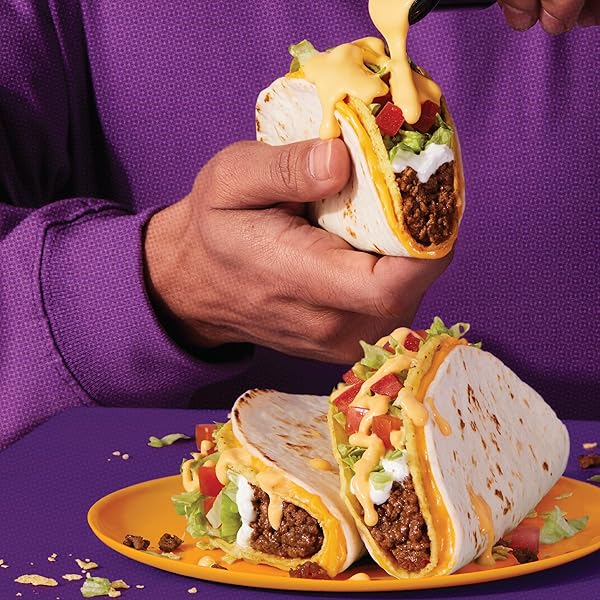 TACO BELL CHEESY DOUBLE DECKER TACO DINNER KIT WITH 6 SOFT TORTILLAS, 6 CRUNCHY TACO SHELLS, VELVEETA CHEESE SAUCE & SEASONING, 14 OZ BOX