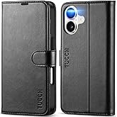TUCCH Wallet Case for iPhone 17 (6.3") 2025, RFID Blocking 4 Card Holders | Kickstand | Shockproof TPU Shell | PU Leather | Magnetic Closure | Protective Flip Folio Cover | Black