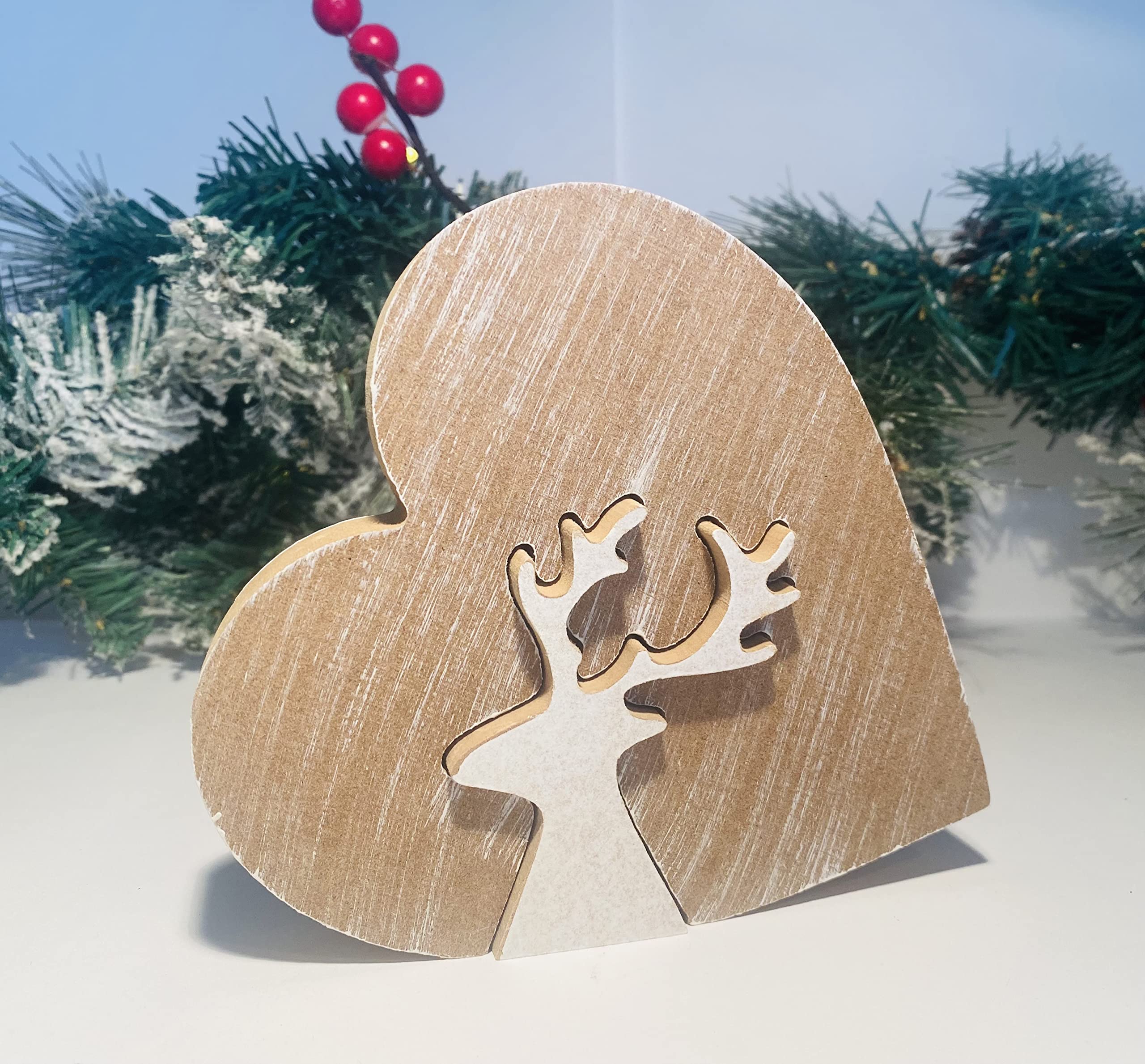 Mezzaluna Gifts Heart and Reindeer Jigsaw Christmas Ornament