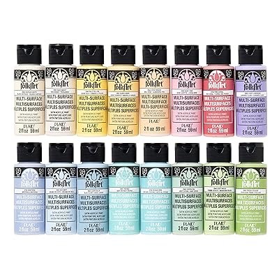 FolkArt Multi Surface Acrylic Paint Set 16 piece Pastel Colors, Count