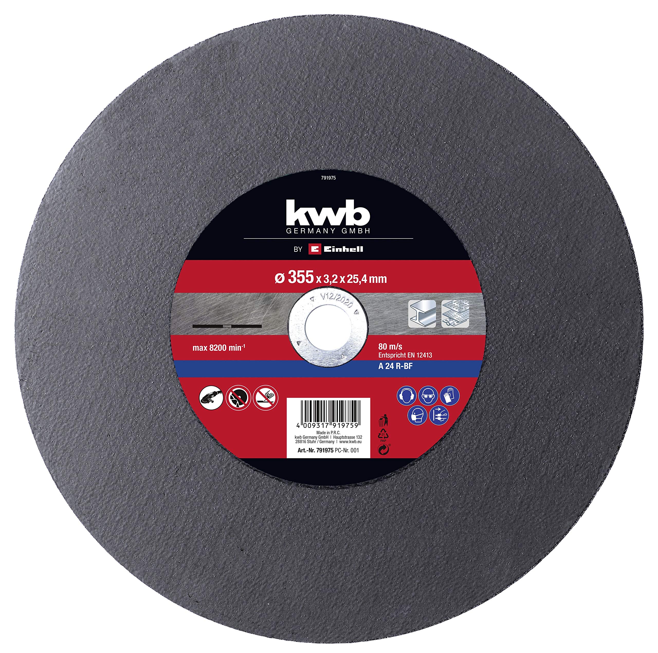 Original Einhell Cutting Disc (Metal Cutting Machine Accessories, Suitable for Einhell Metal Cutting Machine TC-MC 355/1, Diameter 355 x 25.4 x 3.2 mm, Max. 4400 min-1)