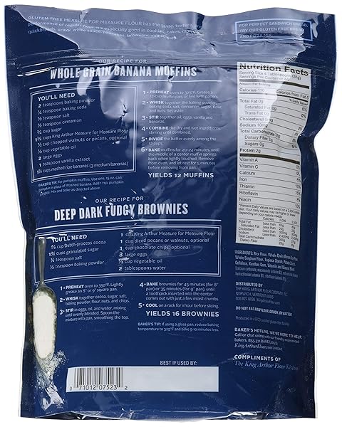 KING ARTHUR MEASURE FOR MEASURE GLUTEN-FREE FLOUR: ALL-PURPOSE 1:1 SUBSTITUTE FOR WHEAT FLOUR, NON-GMO, KOSHER CERTIFIED, 3 LBS BAG FOR BAKING COOKIES, CAKES, MUFFINS