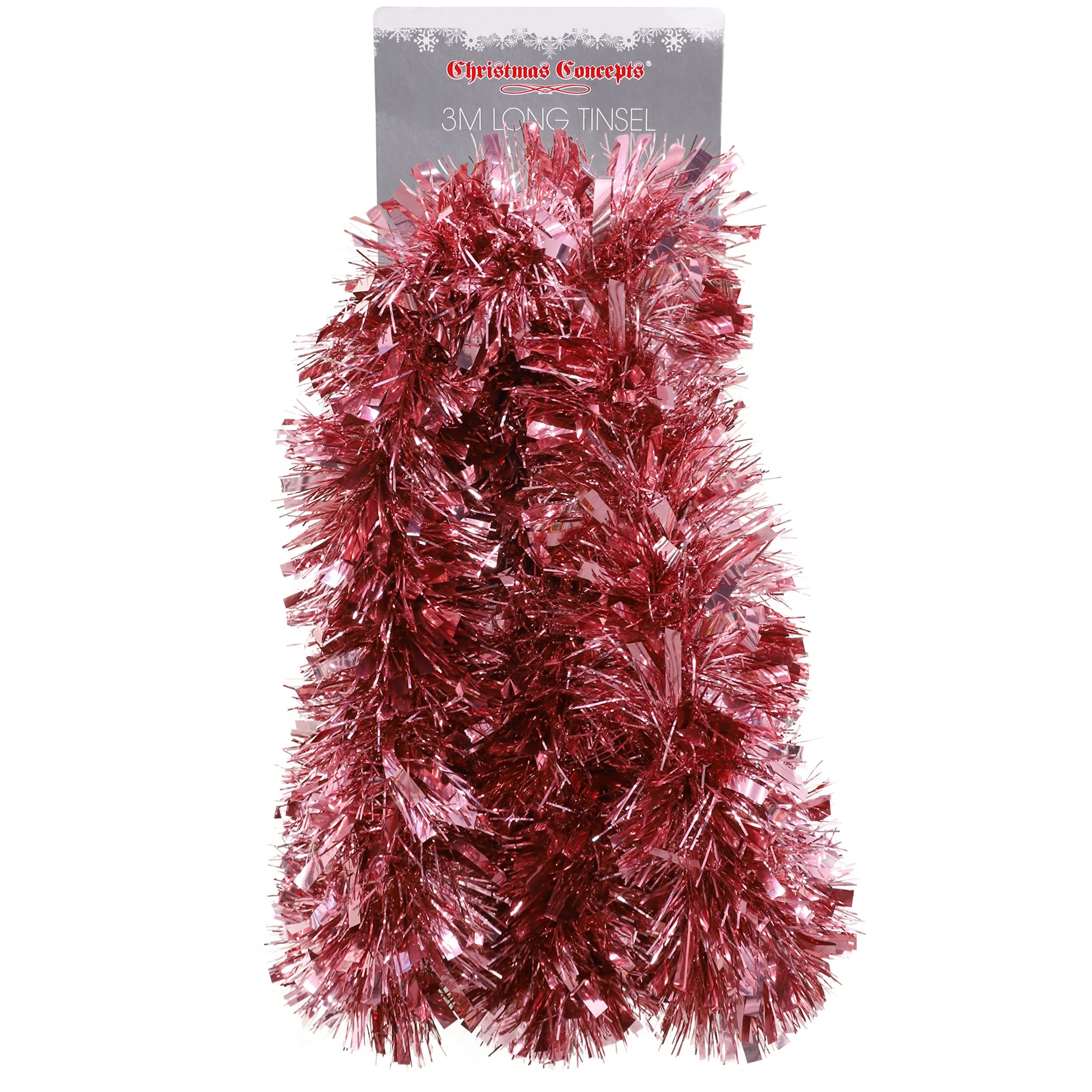 Christmas Concepts® 3m (9.8ft) Chunky/Fine Christmas Tinsel - Christmas Decoration Tinsel (Blush Pink)