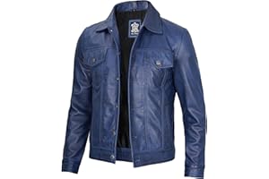 Decrum Leather Jacket For Men - Real Lambskin Vintage Trucker Mens Leather Jackets