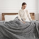 Zorvixia Electric Blanket Twin Heated Blanket 62"x84" Striped Flannel & Thick Sherpa, 5 Heat Settings & 10 Hour Auto Off with FCC/ETL Certified, Overheat Protection & Machine Washable, Grey