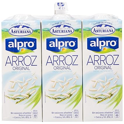 Alpro Central Lechera Asturiana Bebida de Arroz - Paquete de 6 x 1000 ml - Total