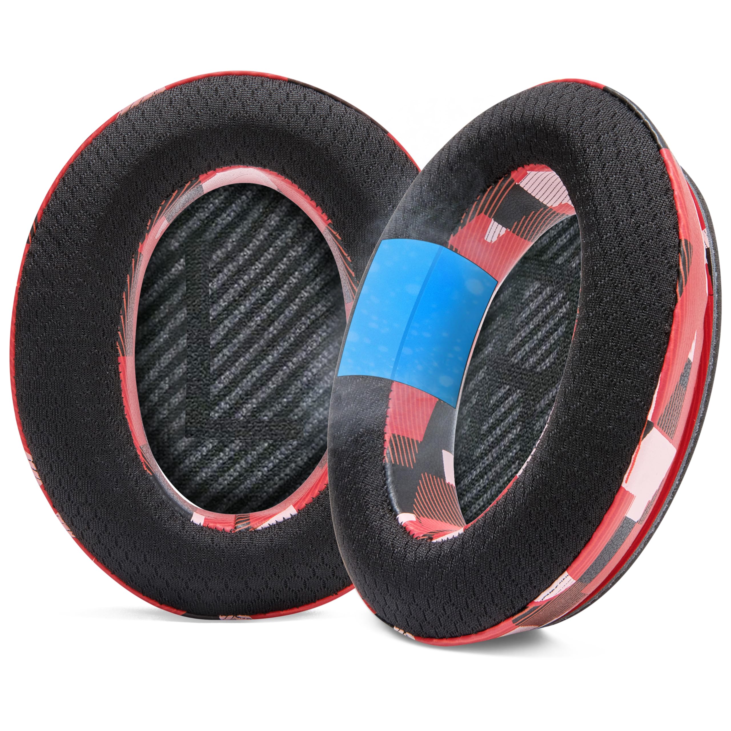 WC FreeZe QC35 - Cooling Gel Ear Pads for Bose QC35 & QC35ii (QuietComfort 35) Headphones & More | Breathable Sports Fabric, Cooling Gel, Extra Thick & Cooler for Longer | Red Prism