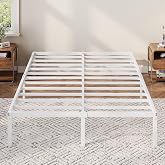 Allewie Full Size Bed Frame, 12 Inch Metal Beds with Storage Space, White | Heavy-Duty Metal Platform Beds, Under-Bed Storage Space, No Box Spring Needed, Easy Assembly