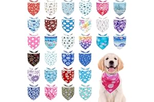 Pai Sence 30 Pcs Winter Dog Bandanas Bulk Adjustable Seasonal Dog Bandanas for Medium Dogs Breed 25 Inch Dog Bandanas Pack for Small Size Snowflakes Grooming M