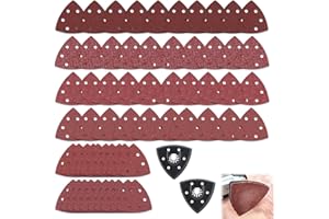 Triangle Sandpaper Set – 60PCS Sanding Pads with 2 Backing Plates, 90mm 6-Hole Hook and Loop Design, P40–P240 Grits, for Wood