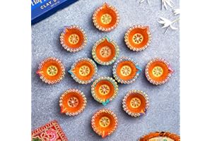 IndoTribe 12Pc Diwali Diyas For Decoration Diwali Decorations For Home Diwali Lights Diwali Decor Diwali Diya Diwali Candle Diwali Gifts For Friends Clay Diya For Diwali Tea Lights Candles Diwali Diya