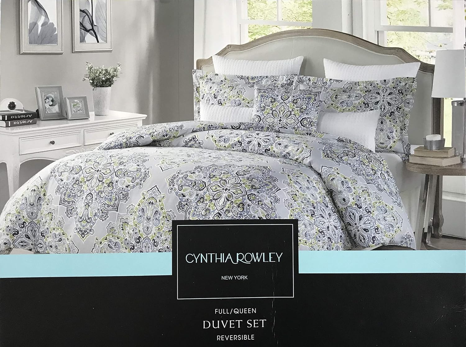 Amazon Com Cynthia Rowley 3 Piece Full Queen Duvet Cover Set