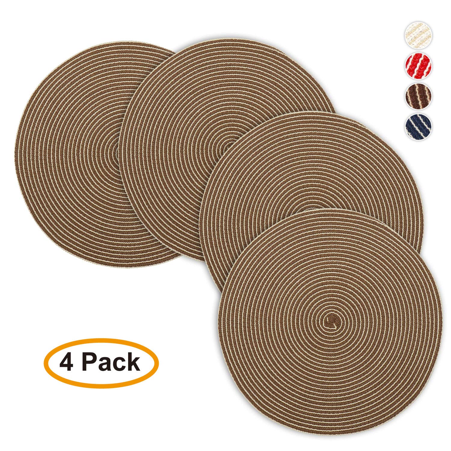 Jennice House Round Placemats 15 Inch Cotton Weave Disko