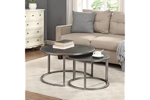 FirsTime & Co. Hayes Silver Nesting Coffee Table 2-Piece Set, American Crafted, Aged Silver, 27.5 x 27.5 x 16