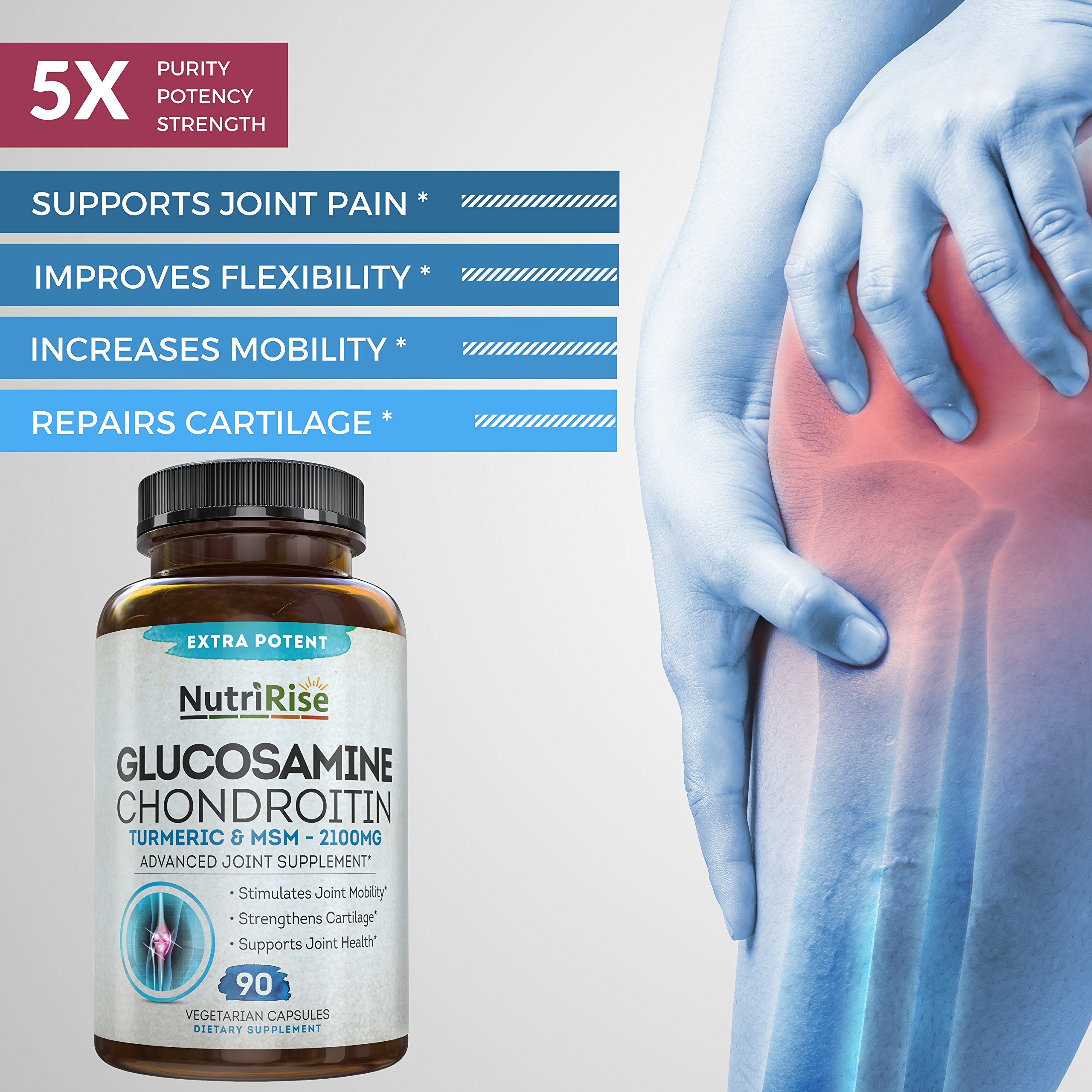 Glucosamine Chondroitin MSM Turmeric 2100mg 3X Triple Strength Joint