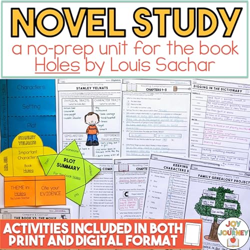 Novel Study Holes Print And Digital Activities
