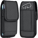 ykooe Cell Phone Pouch Nylon Belt Holster Case Compatible with iPhone 16/15/14/13/12/11 Pro Max & Plus,17 Air Models, Samsung Galaxy S24/S23/S21 FE, Black–XL