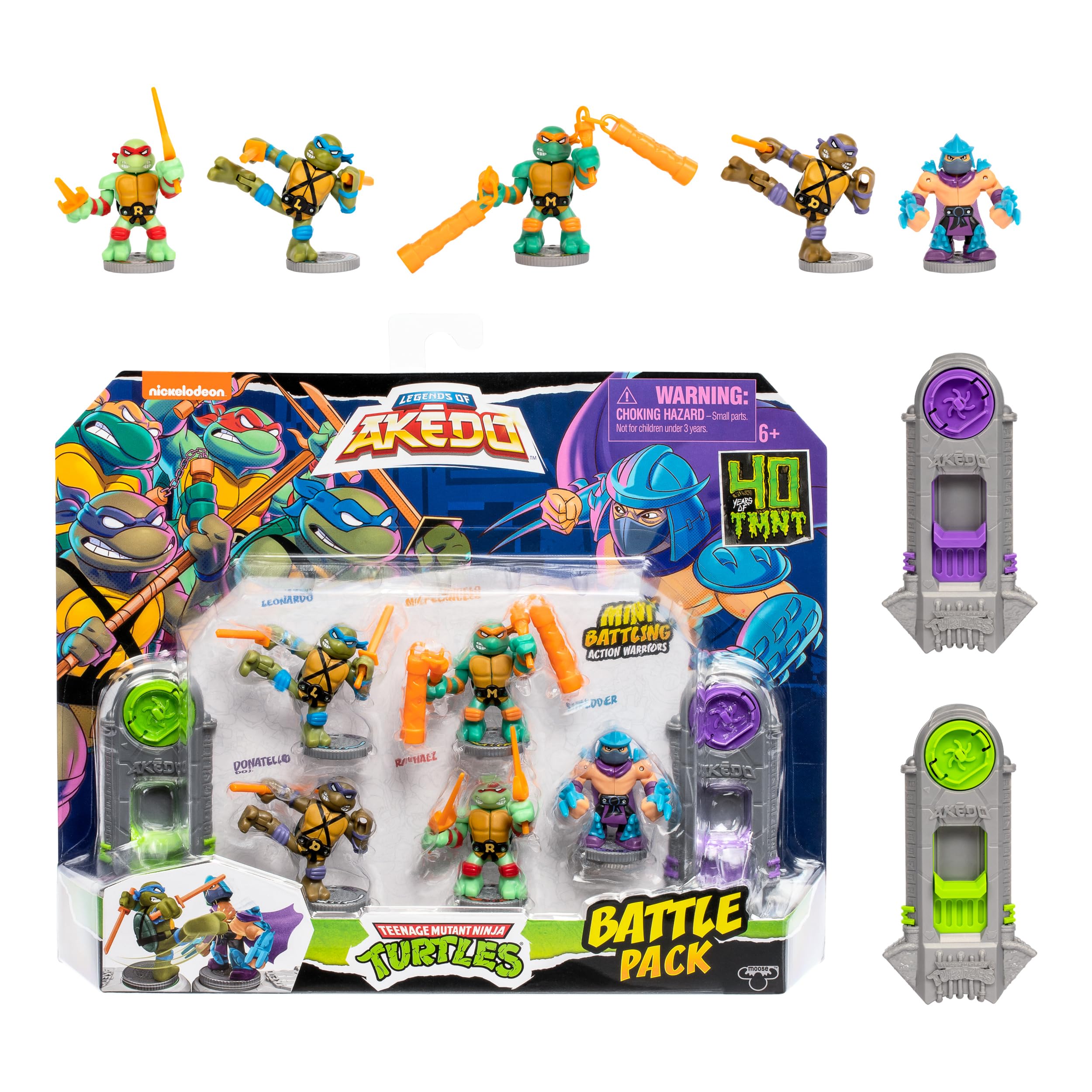 Legends of Akedo Teenage Mutant Ninja Turtles Battle Pack includes Donatello, Leonardo, Michelangelo, Raphael and Shredder 2 Silver Battle Controllers