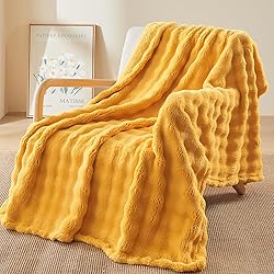 NEWCOSPLAY Throw Blanket for Couch Mustard Yellow