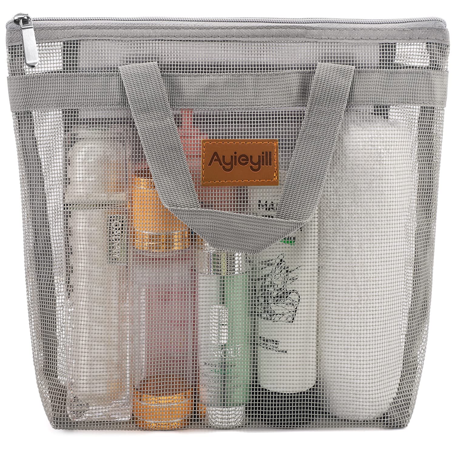 Photo 1 of Ayieyill Shower Caddy Portable, Mesh Shower Caddy Tote Bag Quick Dry Hanging Toiletry and Bath Organizer for College Dorm, Gym, Beach, Travel or Camping with Zipper (Grey)