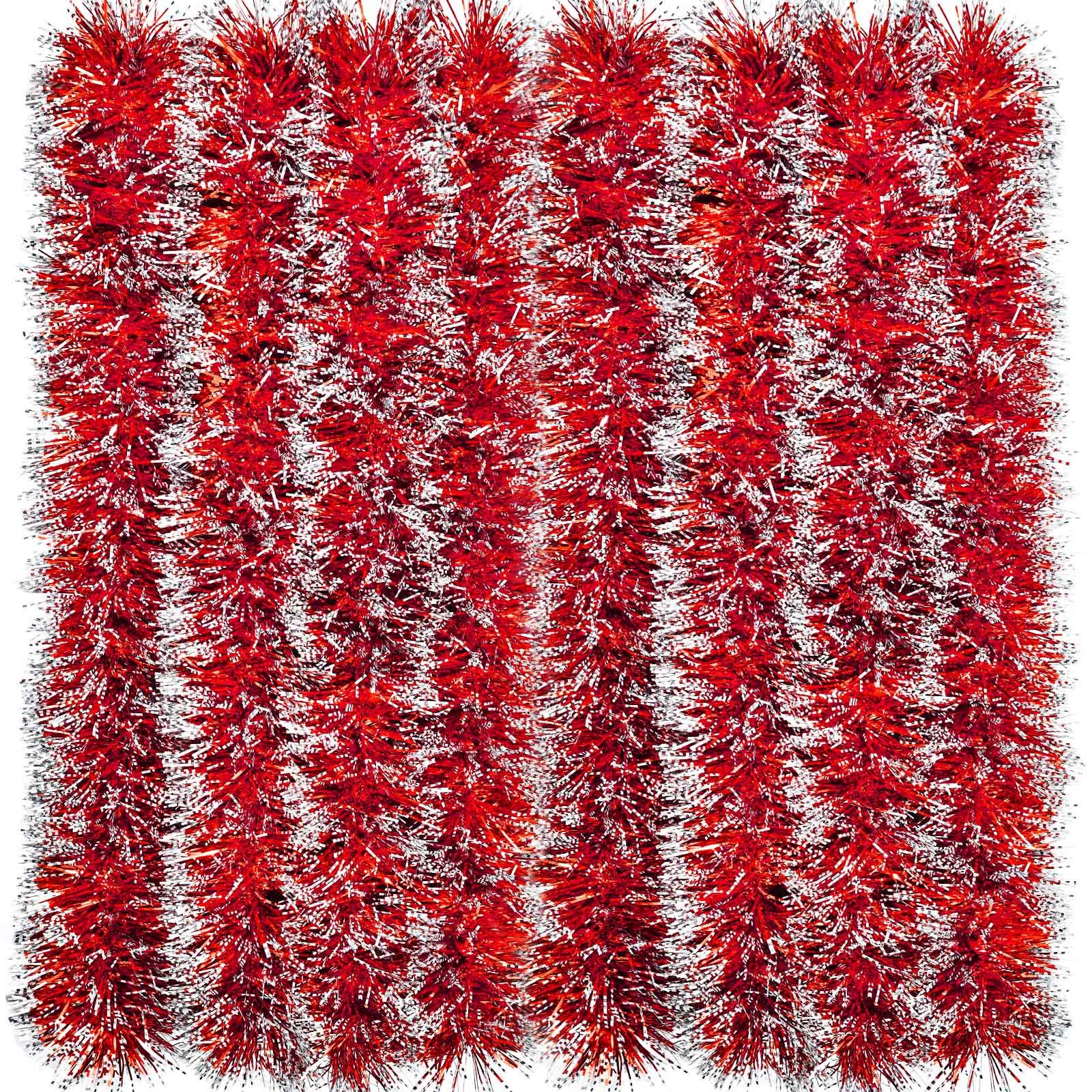 EBOOT 39.4 Feet Christmas Tinsel Garland Shiny Garland Metallic Christmas Tree Hanging Decorations for Holiday Indoor and Outdoor Decorations(Red)