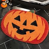 Halloween Pumpkin Bathroom Rugs, Fall Autumn Orange Pumpkin Bathroom Mat | 23x29