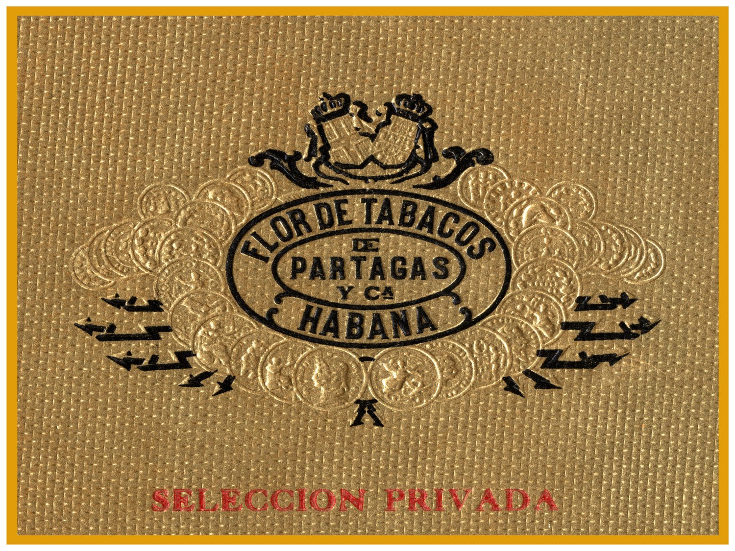 Decoration Poster Reproduction.Wall Design Art.Partagas Cigar Label.Havana Cuba Gold