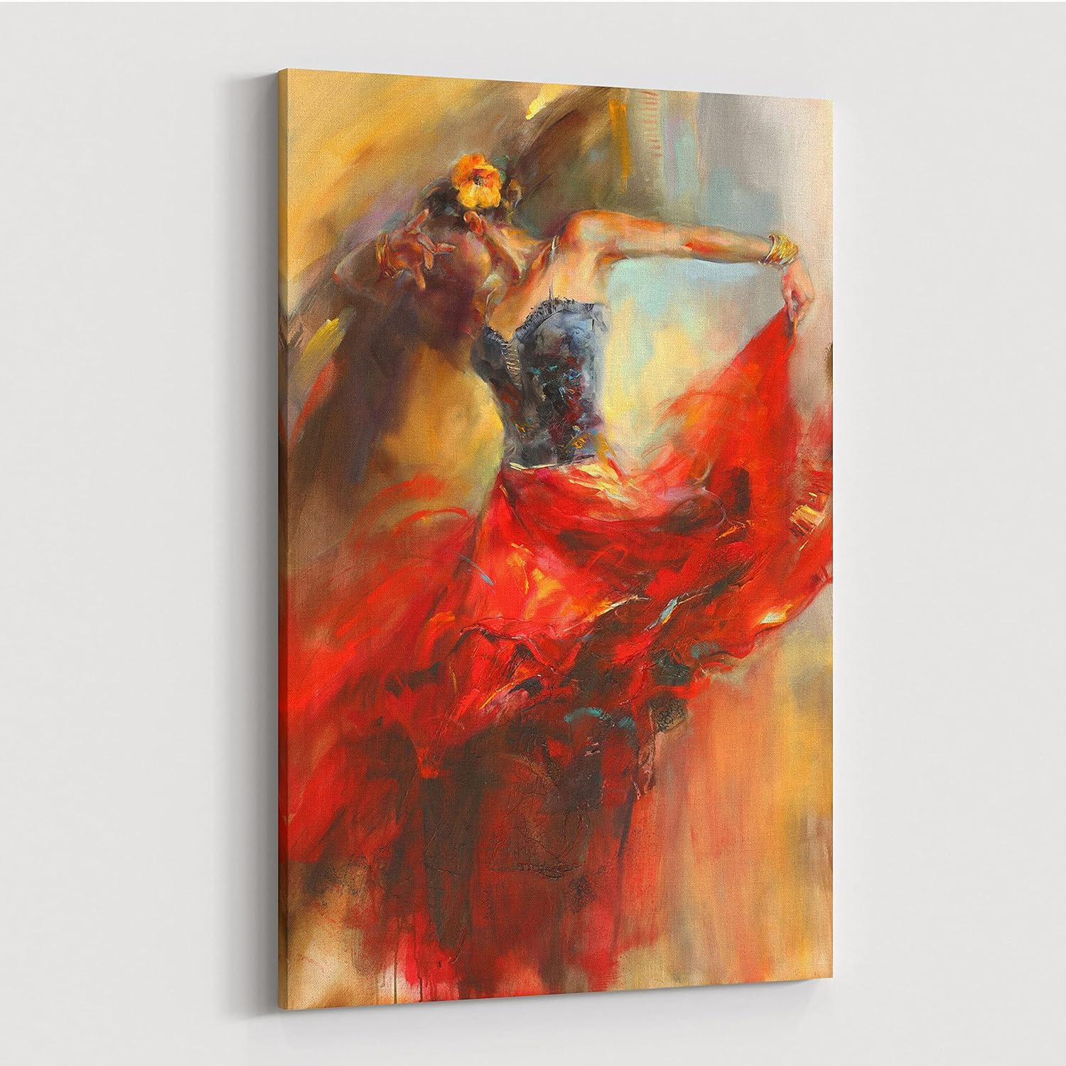 Paintings - P&L ART. Dancing Lady Oil Paintings on Canvas 24x36 Inch Wall Artwork for Living Room Bedroom Home Decorations Wall Decor Red Girl Dancer Artwork Ready to Hang -Style A
