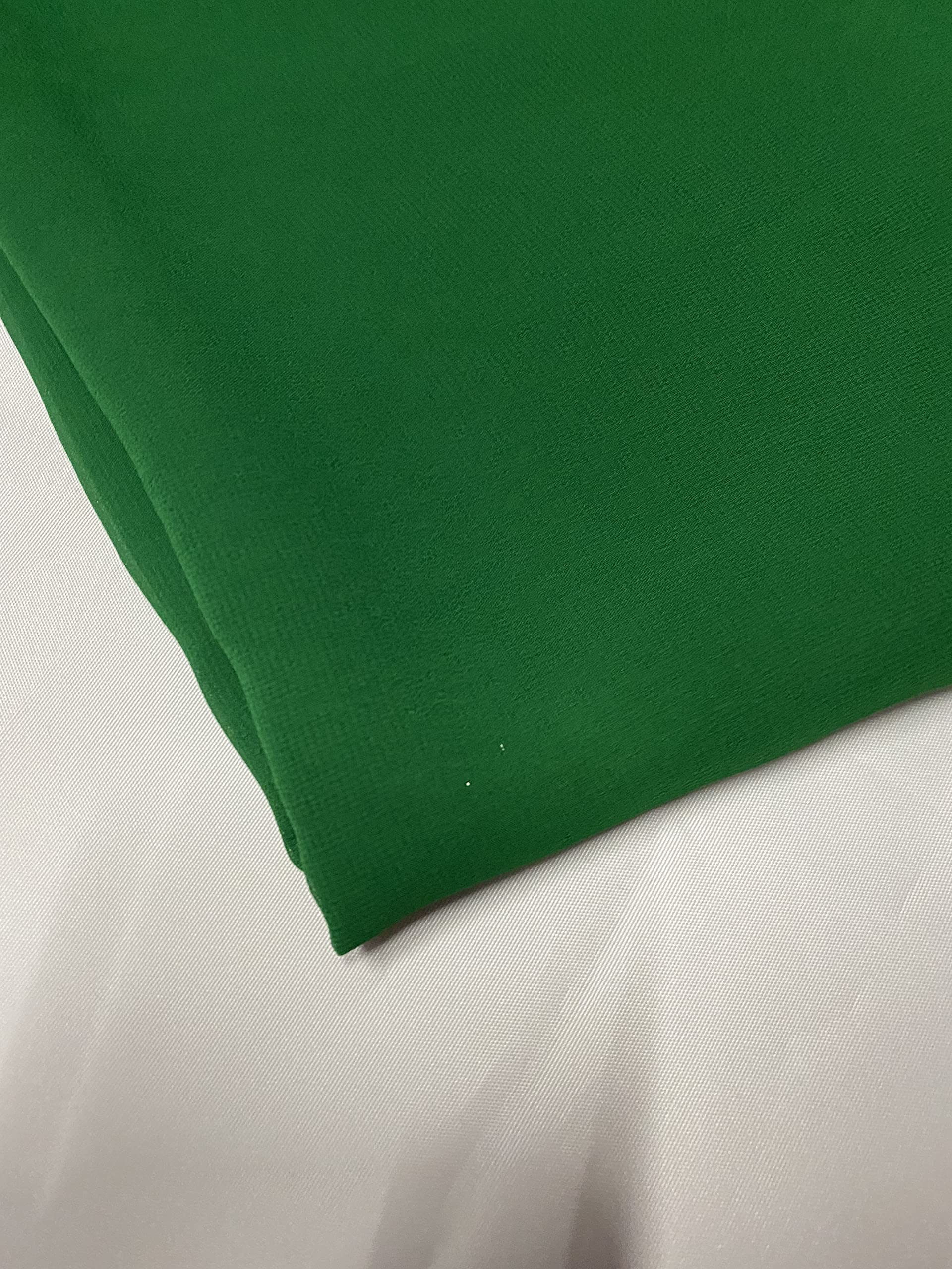 New Chiffon Sheer Fabric Plain Crepe Polyester Woven Dress Wedding Arch Material 44''-112cm (Emerald Green, 2 Meter) — image 1