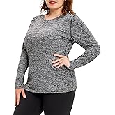 COOTRY Plus Size Thermal Shirts for Women Fleece Lined Crew Neck Tops Long Johns Base Layer Underwear