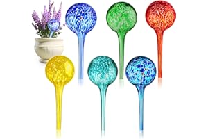 Soilagua Multicolored Small Plant Watering Globes, Non-Clogging Glass Water Bulbs for Outdoor | Indoor Plants, Self Watering Planter Insert, Vacation Plant Watering Devices, Automatic Waterer, 6-Pack