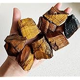 Luckeeper 2 lb Rough Crystals Bulk Raw Tiger Eye Healing Stones for Tumbling, Wire Wrapping, Wicca Reiki,Meditation