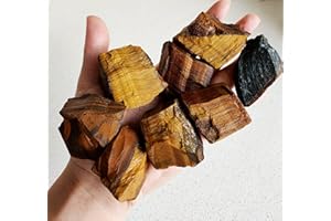 Luckeeper 2 lb Rough Crystals Bulk Raw Tiger Eye Healing Stones for Tumbling, Wire Wrapping, Wicca Reiki,Meditation