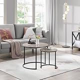Yaheetech Round Nesting Coffee Table Set 2 with Metal Frame Grey 60x60x50.5cm view 2